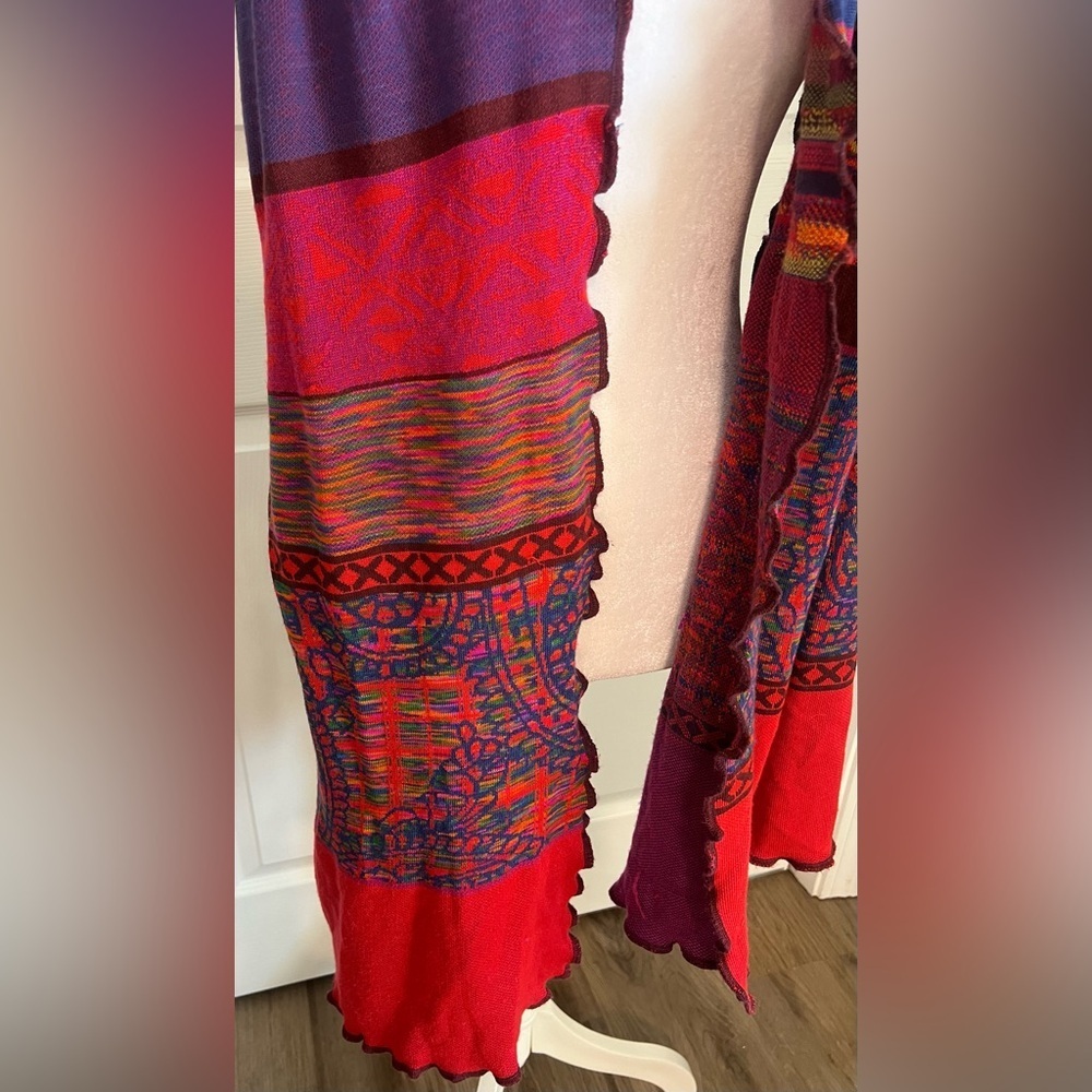 Vibrant Multi-Color Patterned Scarf - Red & Purple - Picture 2 of 5